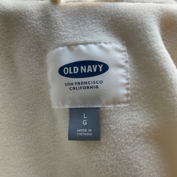 NWT Old Navy Fleece Lined Quilted Puffer Coat Jacket Long Sleeve White spring L - Picture 4 of 16